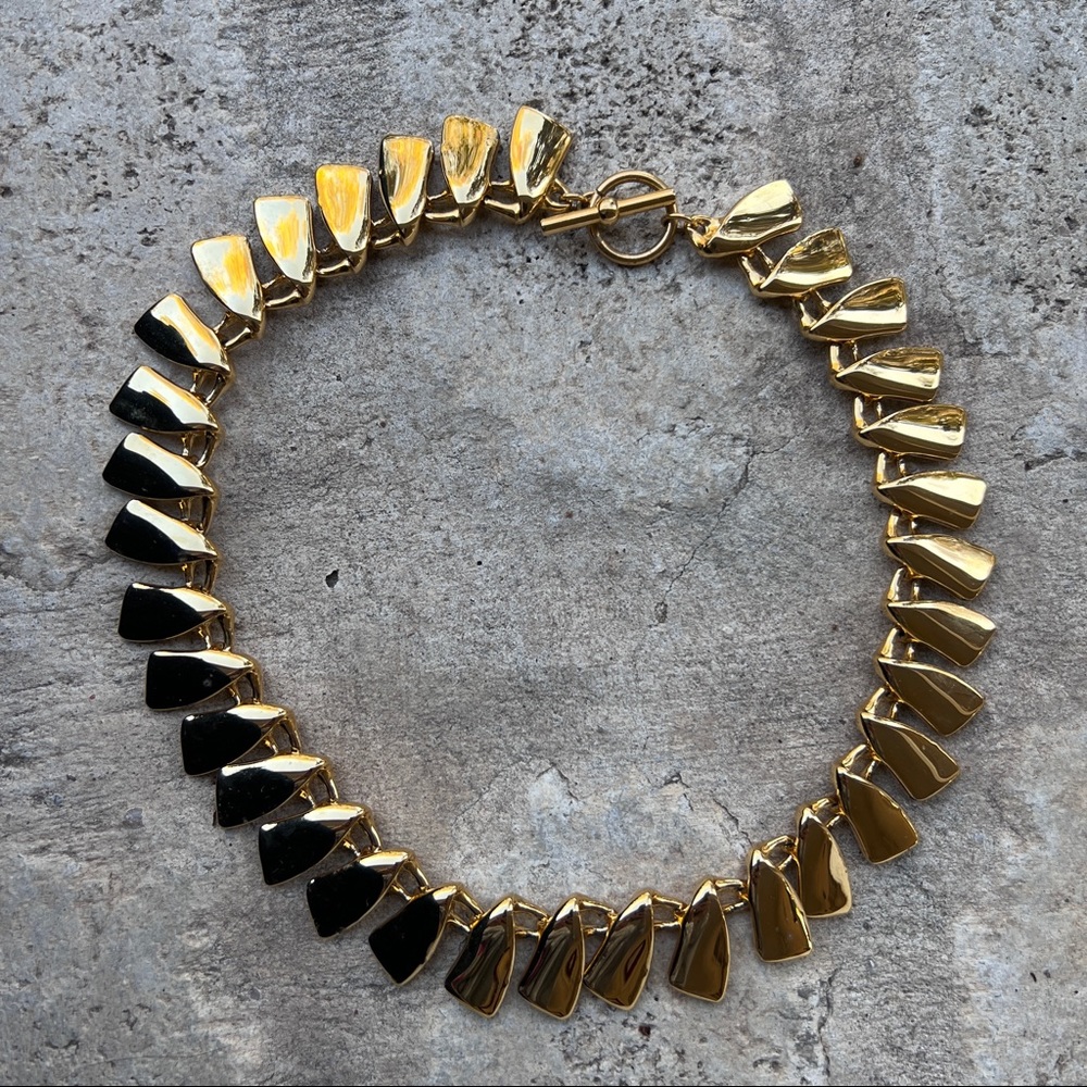 Chunky gold necklace choker toggle clasp Anne Klein vintage 90s - Picture 1 of 5